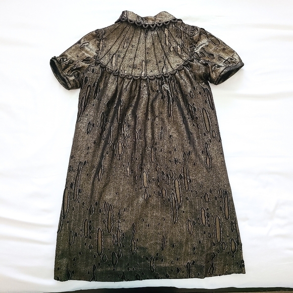 Vintage Wayne gold Metallic Mini Short  dress Textured Summer Dress Size XS - Picture 6 of 14